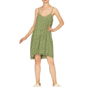 Sanctuary Women's Spring Ahead green floral spaghetti strap mini dress top, Sz M